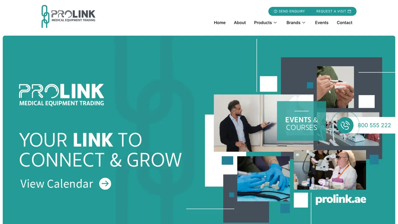 Prolink homepage (prolink.ae), the top of the live site.