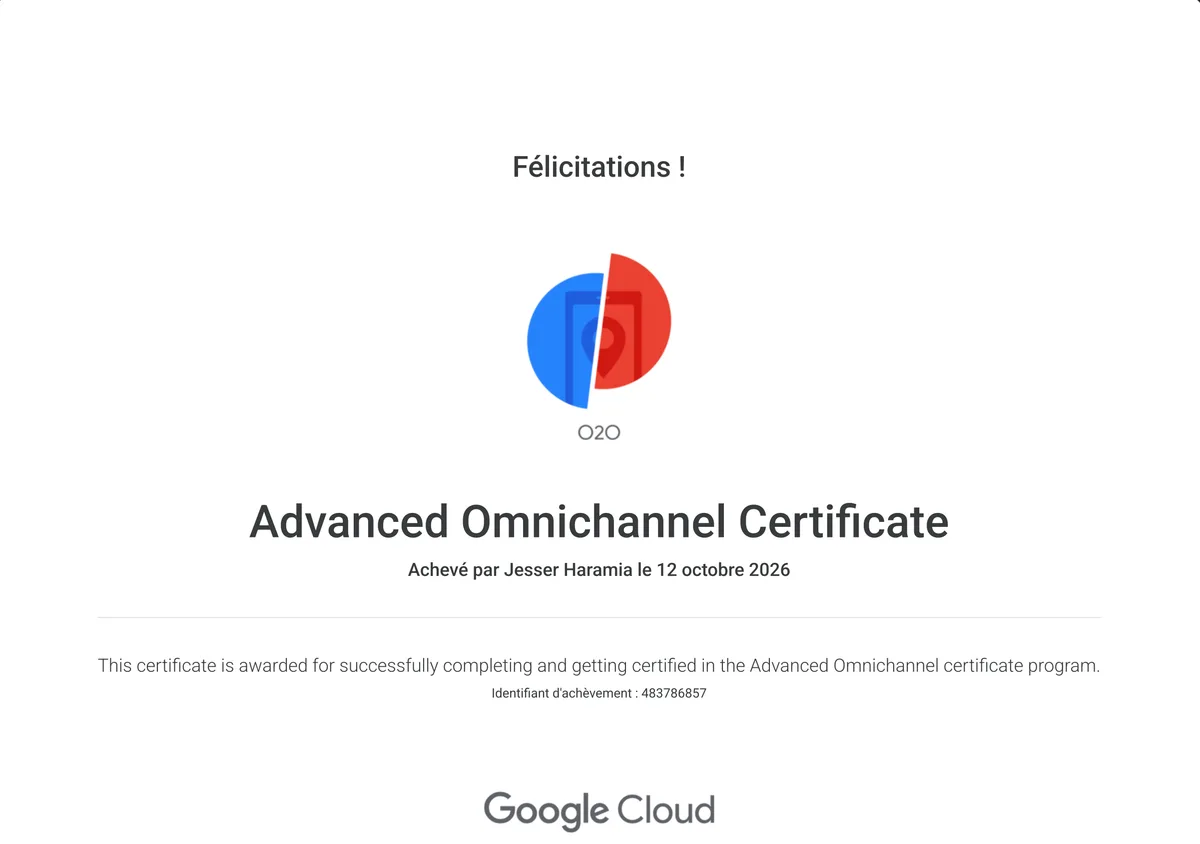 Advanced Omnichannel Certificate certificate, Google Cloud.